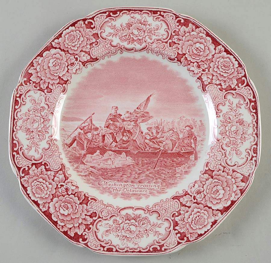 George Washington Memorial Red Dinner Plate by Crown Ducal-1