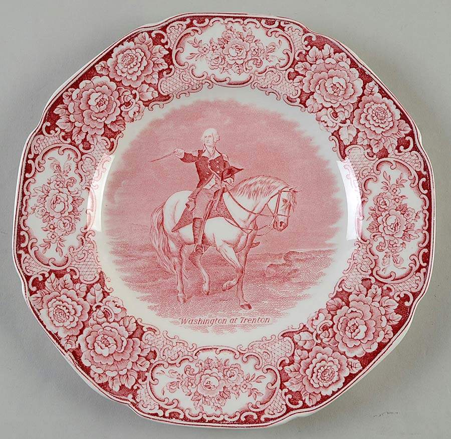 George Washington Memorial Red Dinner Plate by Crown Ducal-1