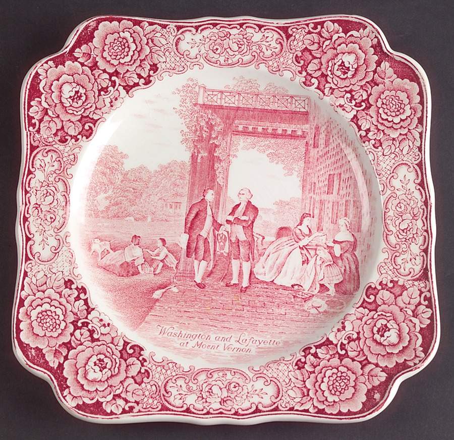 George Washington Memorial Red Square Luncheon Plate by Crown Ducal-1