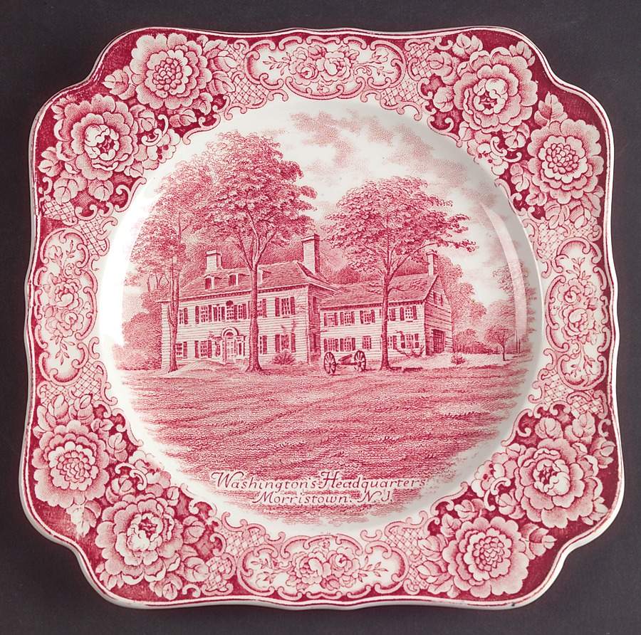 George Washington Memorial Red Square Luncheon Plate by Crown Ducal-1