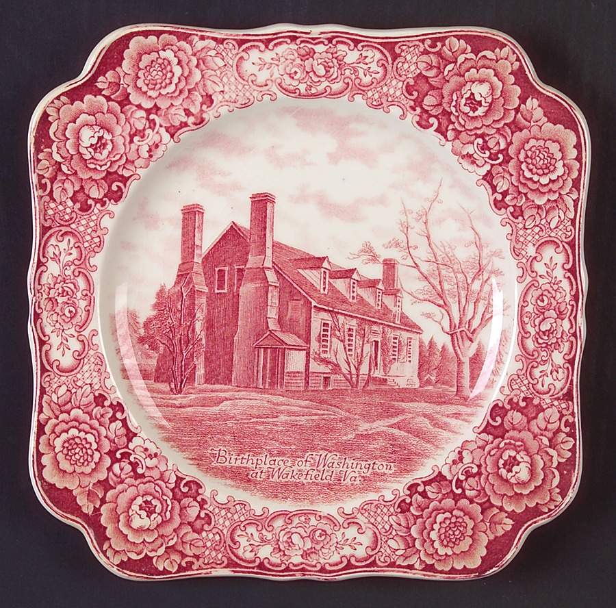 George Washington Memorial Red Square Luncheon Plate by Crown Ducal-1