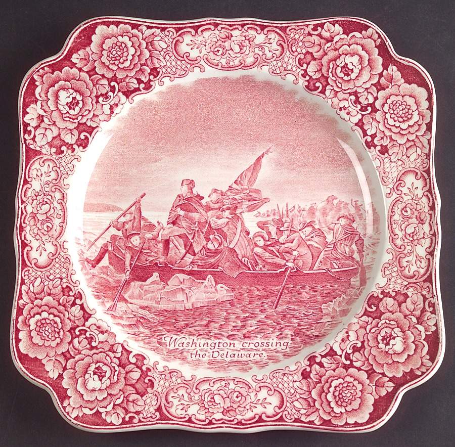 George Washington Memorial Red Square Luncheon Plate by Crown Ducal-1