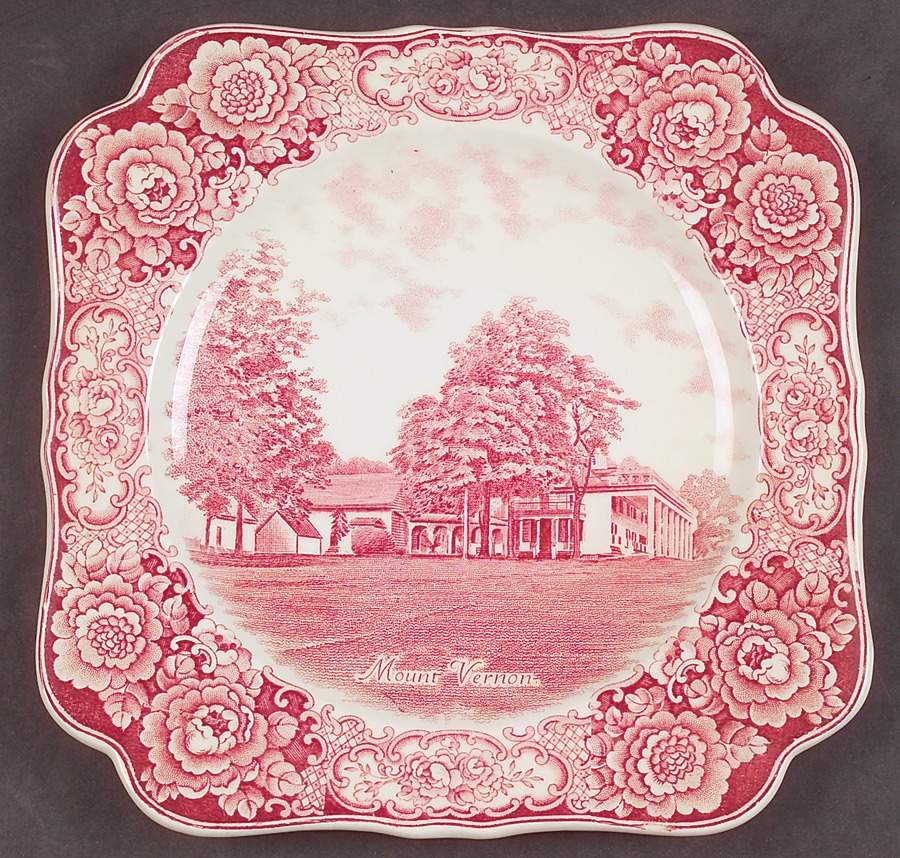 George Washington Memorial Red Square Luncheon Plate by Crown Ducal-1