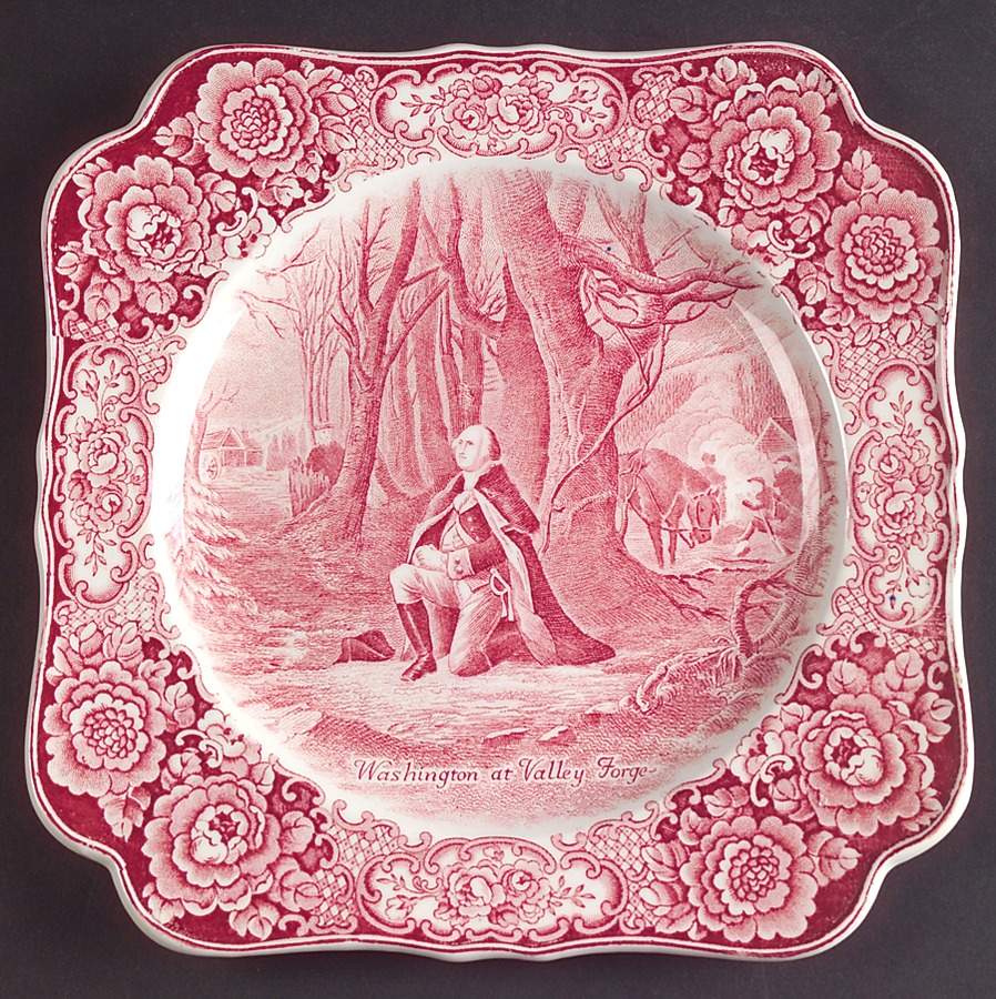 George Washington Memorial Red Square Luncheon Plate by Crown Ducal-1