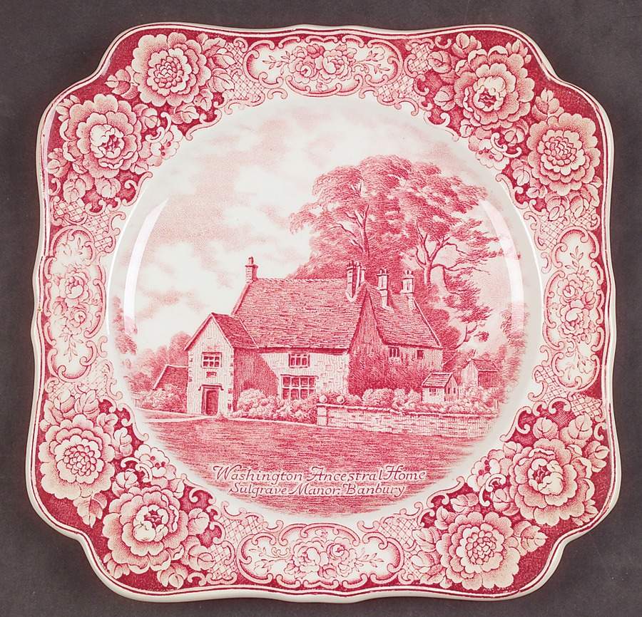 George Washington Memorial Red Square Luncheon Plate by Crown Ducal-1