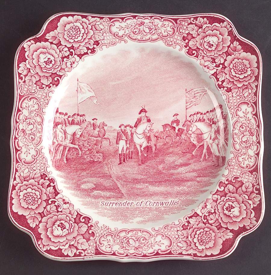 George Washington Memorial Red Square Luncheon Plate by Crown Ducal-1