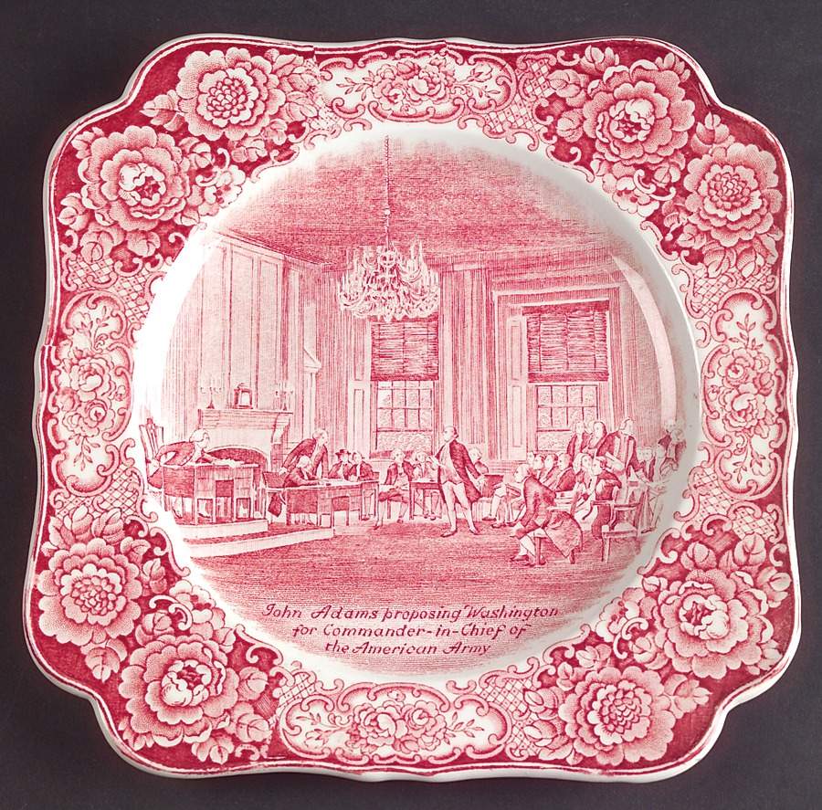 George Washington Memorial Red Square Luncheon Plate by Crown Ducal-1