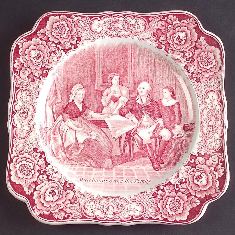 George Washington Memorial Red Square Luncheon Plate by Crown Ducal-1