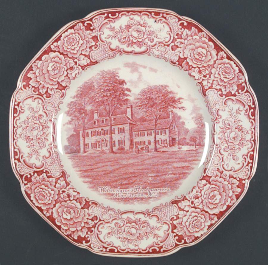 George Washington Memorial Red Dinner Plate by Crown Ducal-1