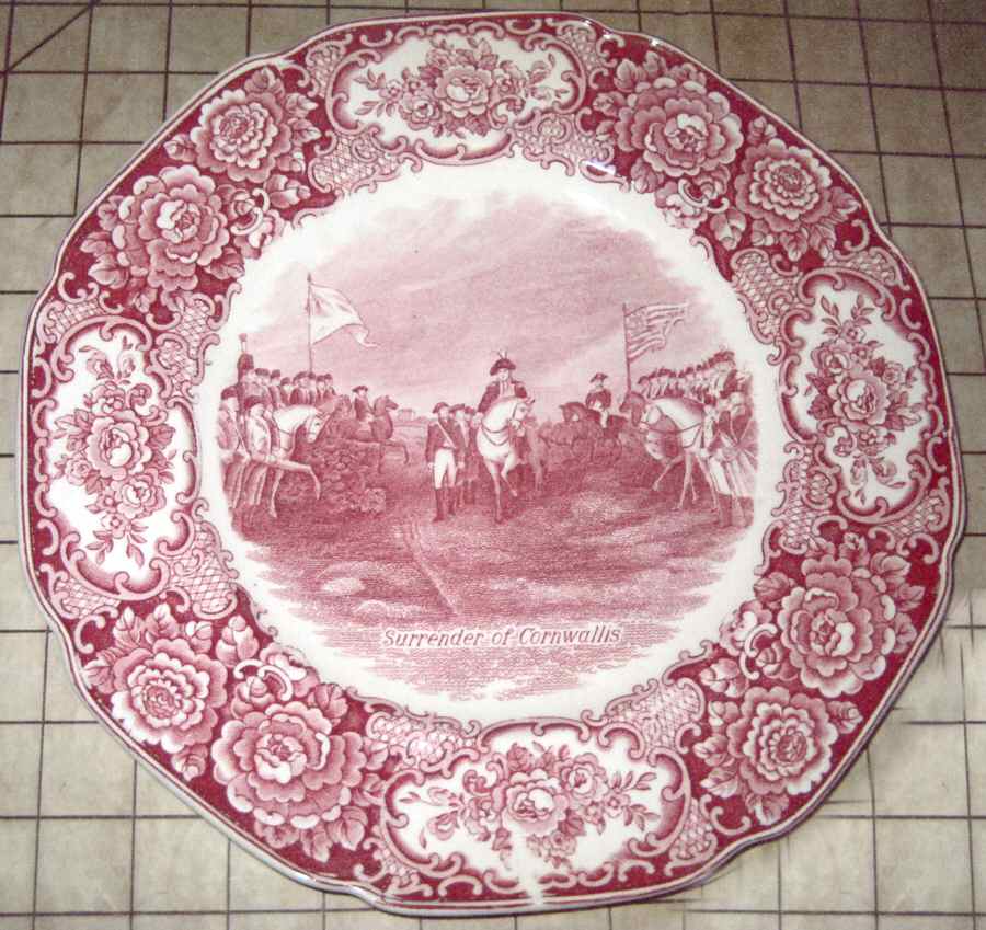 George Washington Memorial Red Luncheon Plate by Crown Ducal-1