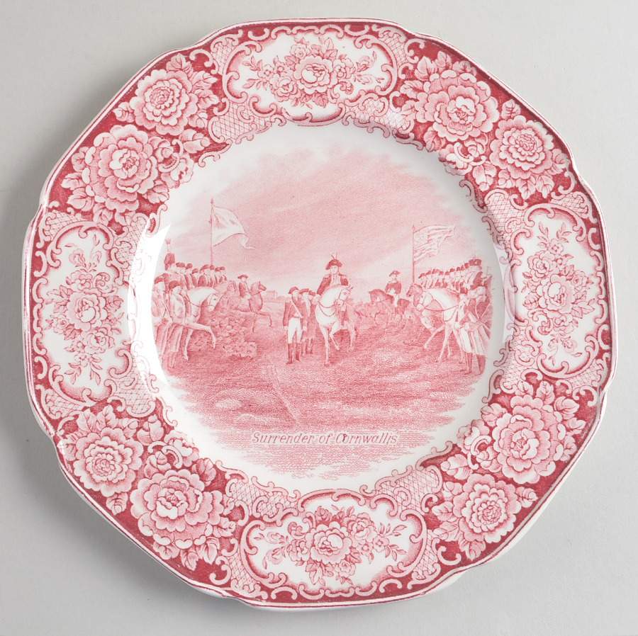 George Washington Memorial Red Dinner Plate by Crown Ducal-1
