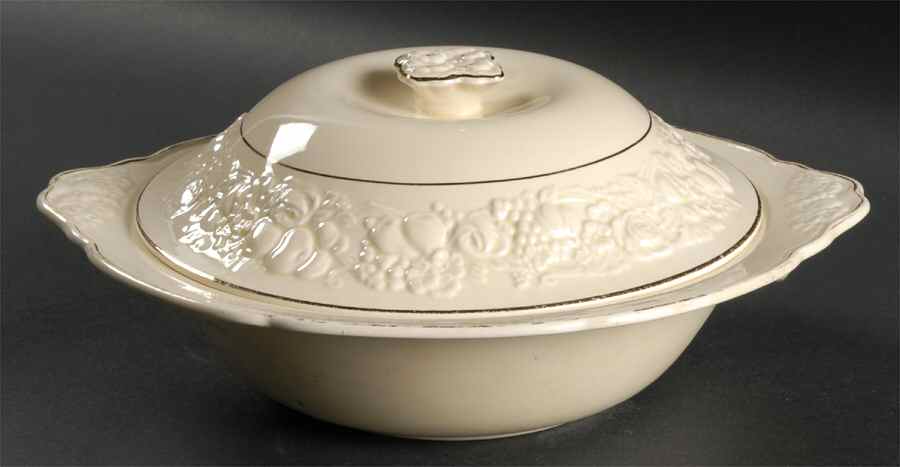 Golden Glamour Round Covered Vegetable by Crown Ducal-1