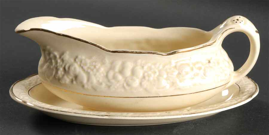 Golden Glamour Gravy Boat & Underplate by Crown Ducal-1