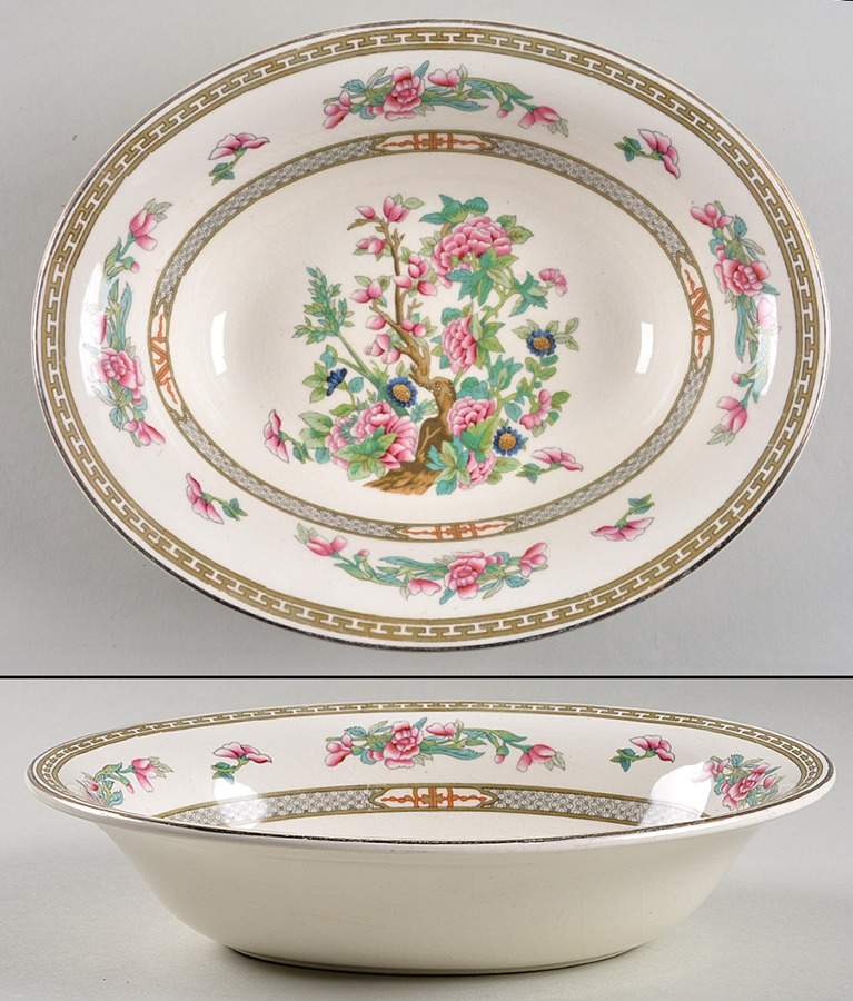 Indian Tree 9" Oval Vegetable Bowl by Crown Ducal-1