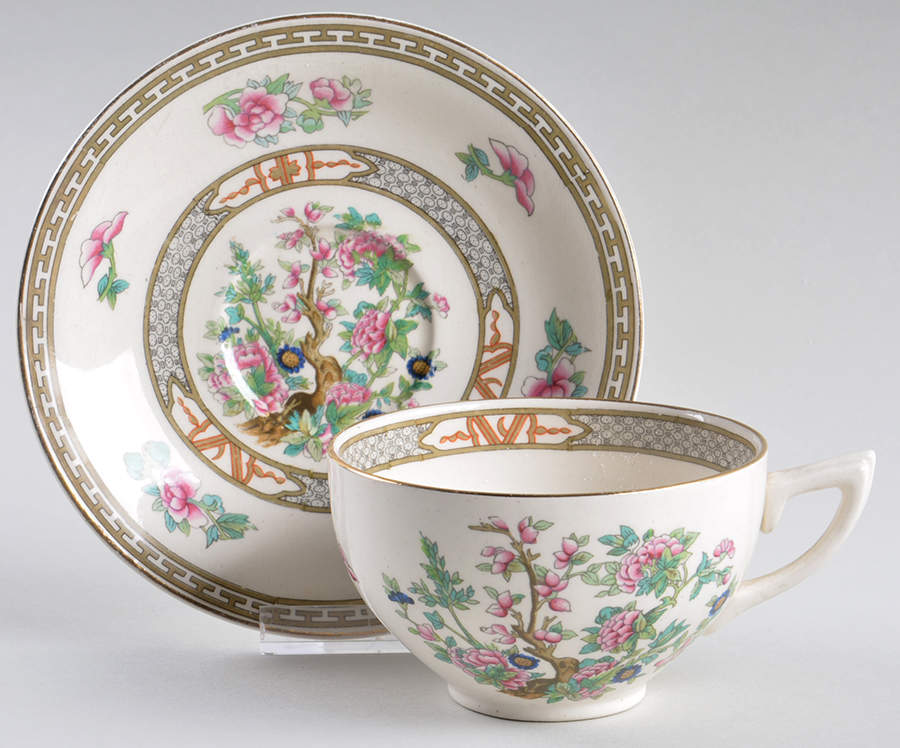 Indian Tree Flat Cup & Saucer Set by Crown Ducal-1