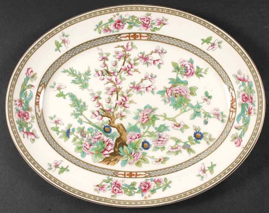 Indian Tree 14" Oval Serving Platter by Crown Ducal-1