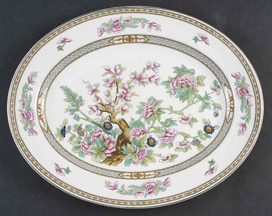 Indian Tree 12" Oval Serving Platter by Crown Ducal-1