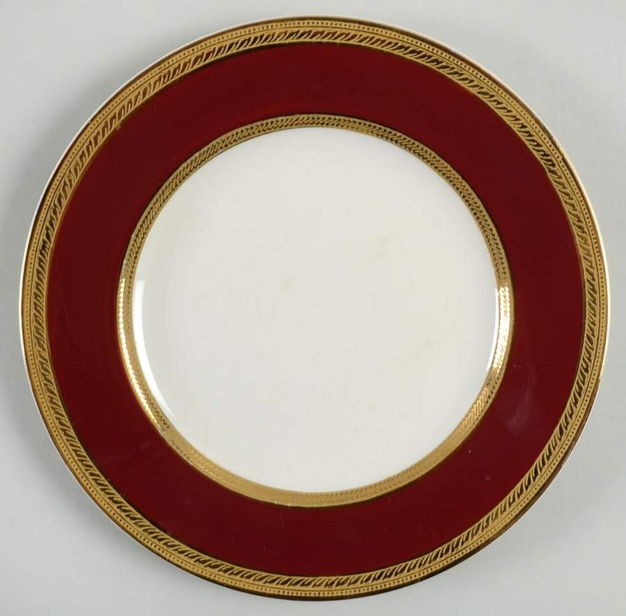 Oxford Burgundy Salad Plate by Crown Ducal-1