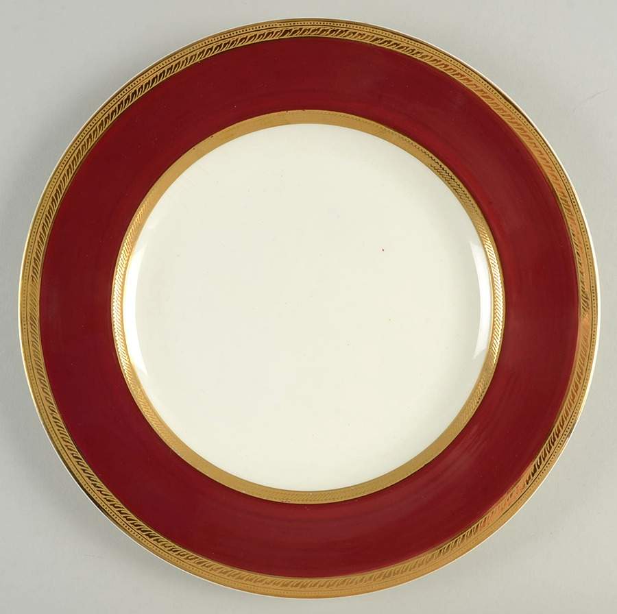 Oxford Burgundy Dinner Plate by Crown Ducal-1