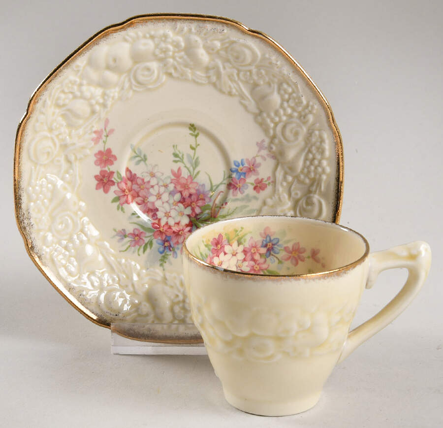 Picardy Flat Demitasse Cup & Saucer Set by Crown Ducal-1
