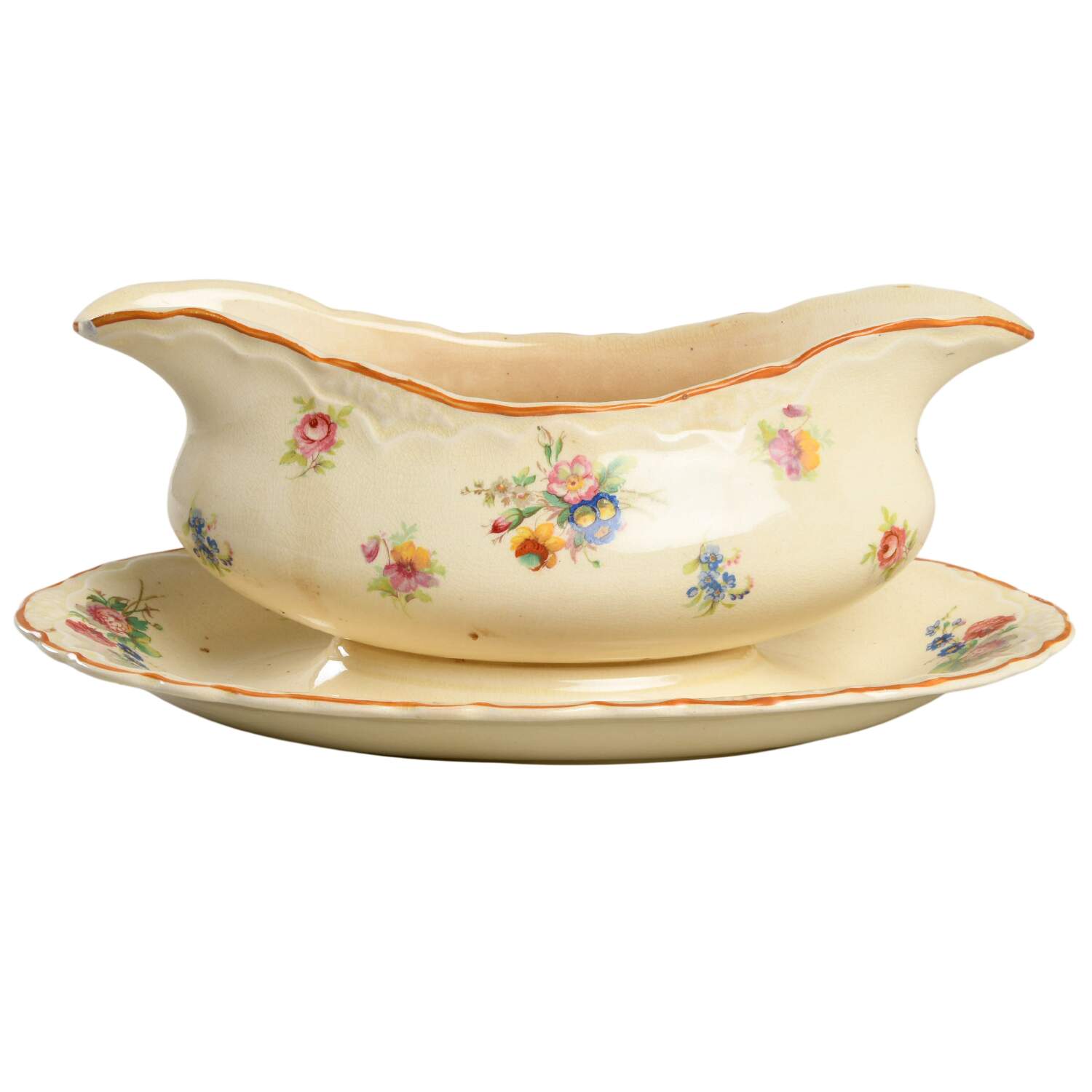 Pinafore Gravy Boat with Attached Underplate by Crown Ducal-1