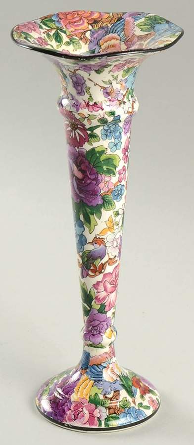 Purple Chintz 8" Bud Vase by Crown Ducal-1