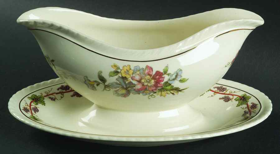 Riviera Gravy Boat with Attached Underplate by Crown Ducal-1