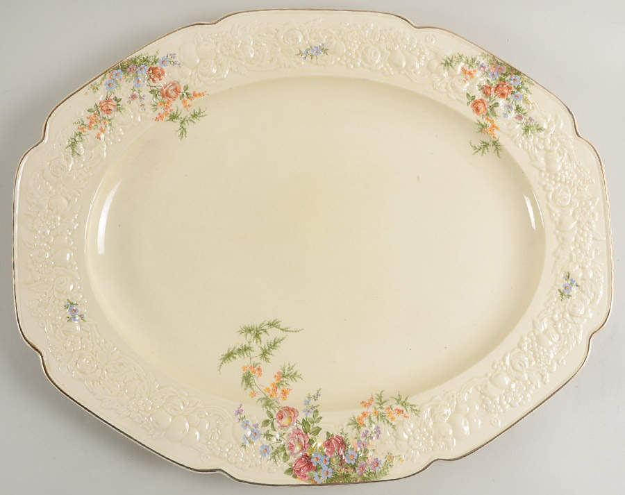 Rosalie 17" Oval Serving Platter by Crown Ducal-1