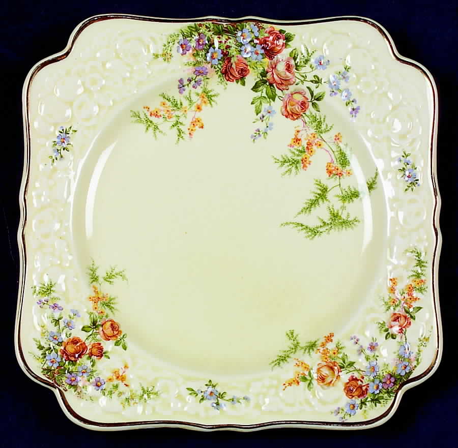 Rosalie Square Salad Plate by Crown Ducal-1