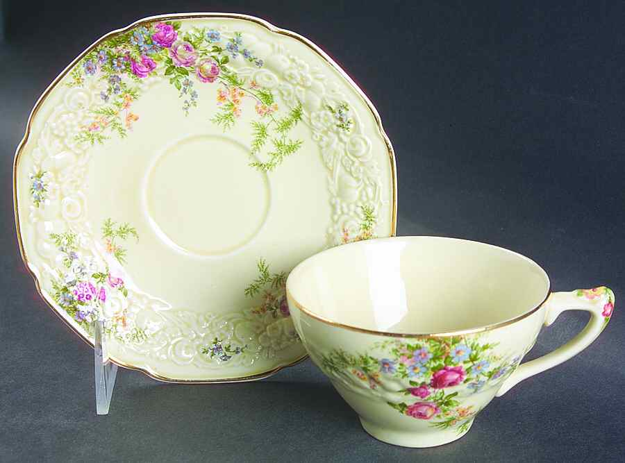 Rosalie Flat Cup & Saucer Set by Crown Ducal-1