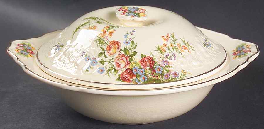 Rosalie Round Covered Vegetable by Crown Ducal-1