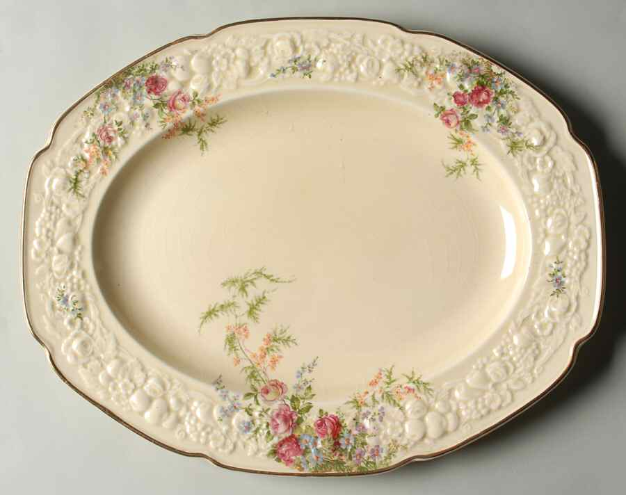 Rosalie 14" Oval Serving Platter by Crown Ducal-1