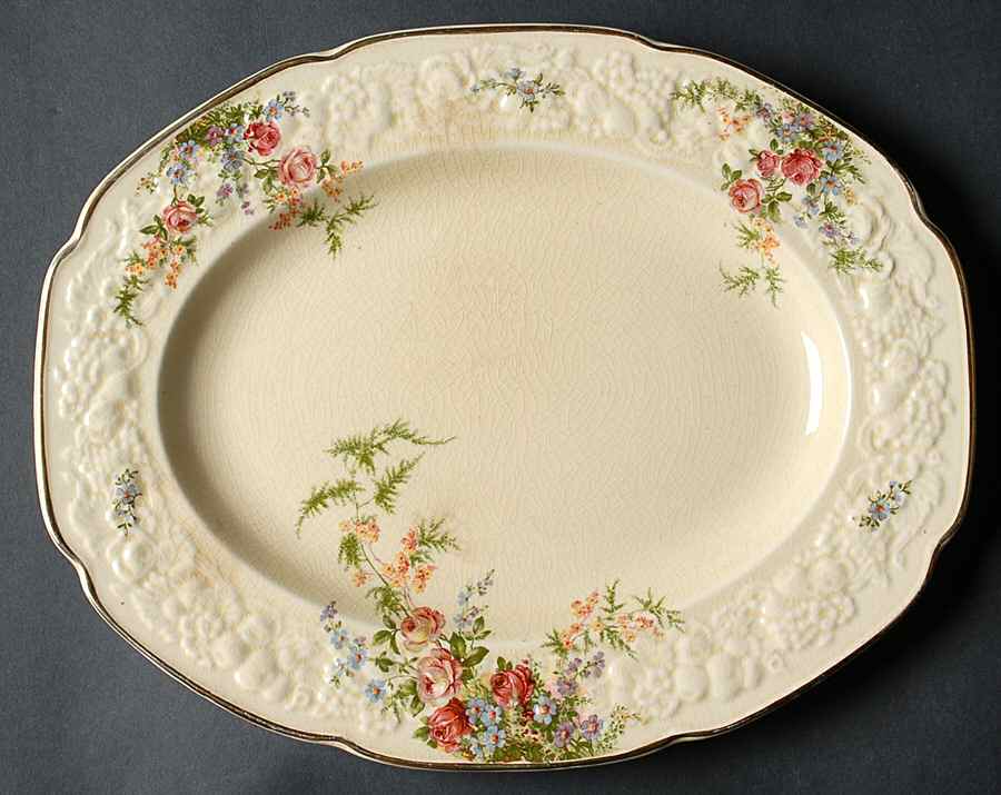 Rosalie 12" Oval Serving Platter by Crown Ducal-1