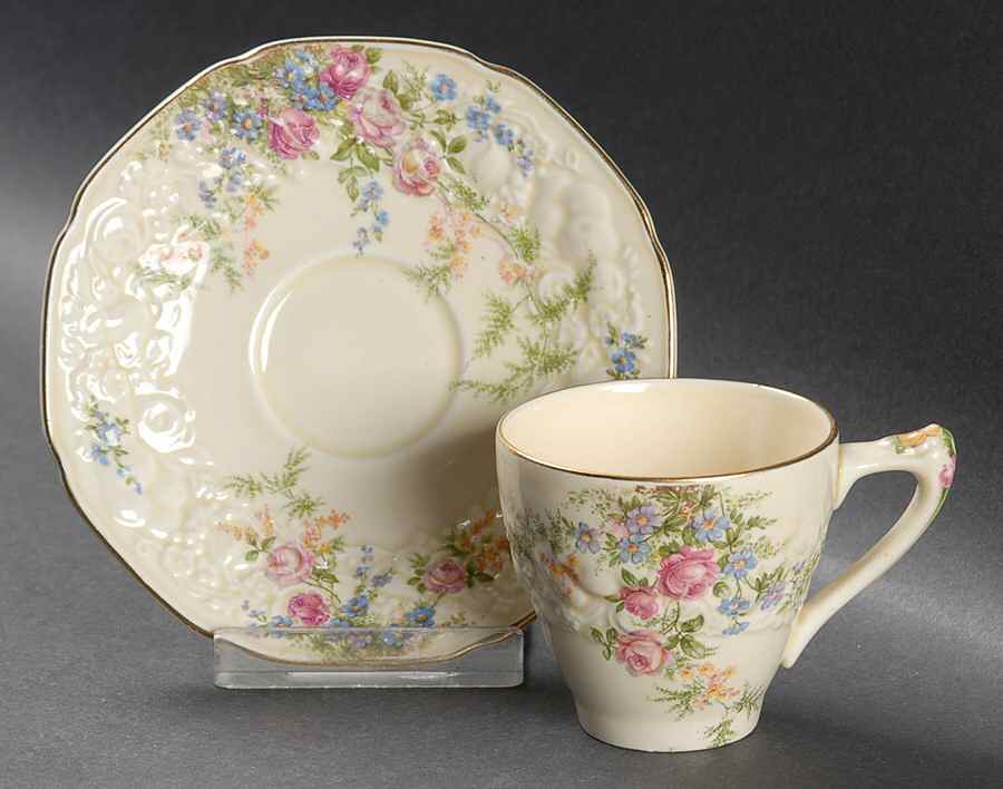 Rosalie Flat Demitasse Cup & Saucer Set by Crown Ducal-1