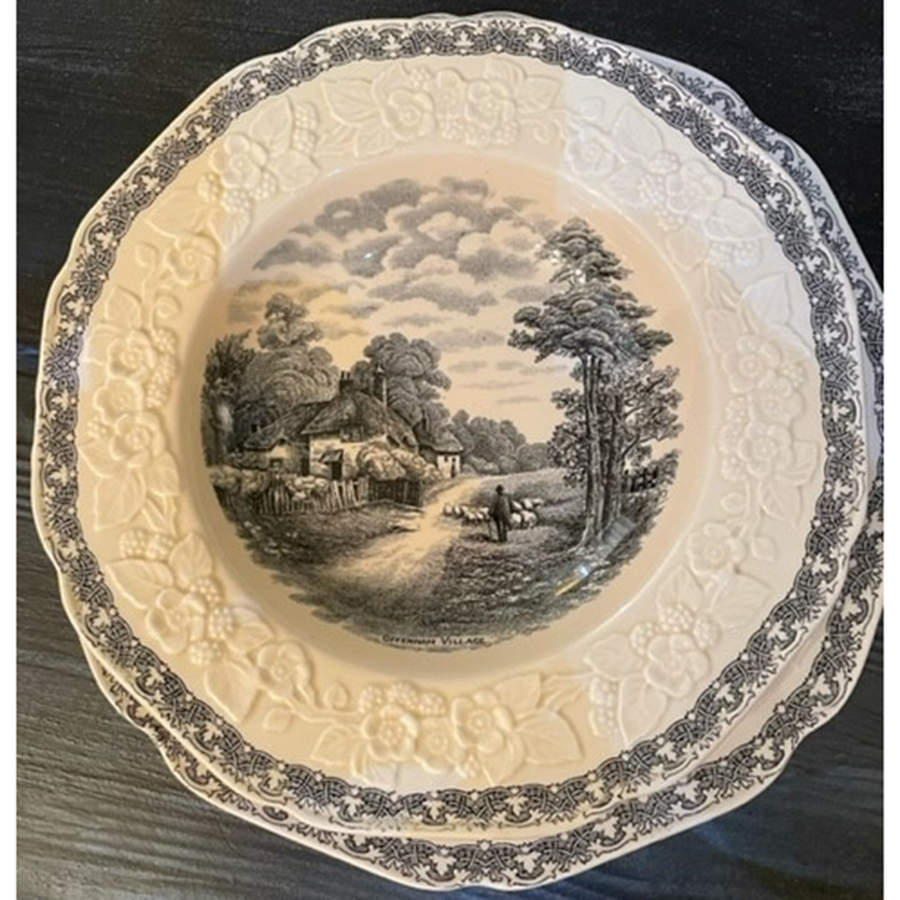 Rural England Large Rim Soup Bowl by Crown Ducal-1