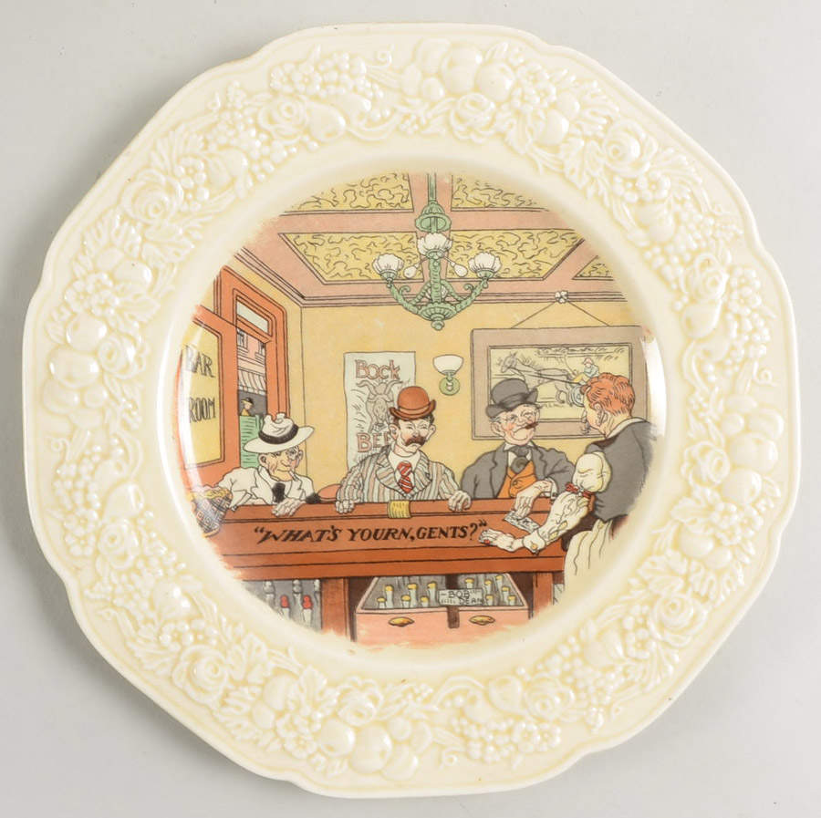 Bar Scenes (No Trim) Salad Plate by Crown Ducal-1