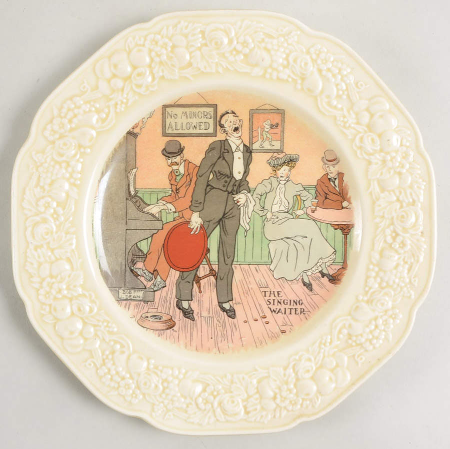 Bar Scenes (No Trim) Salad Plate by Crown Ducal-1