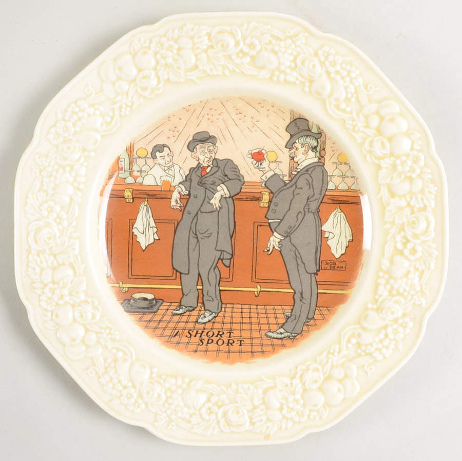 Bar Scenes (No Trim) Salad Plate by Crown Ducal-1