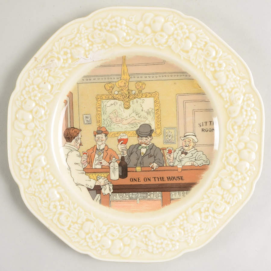 Bar Scenes (No Trim) Salad Plate by Crown Ducal-1