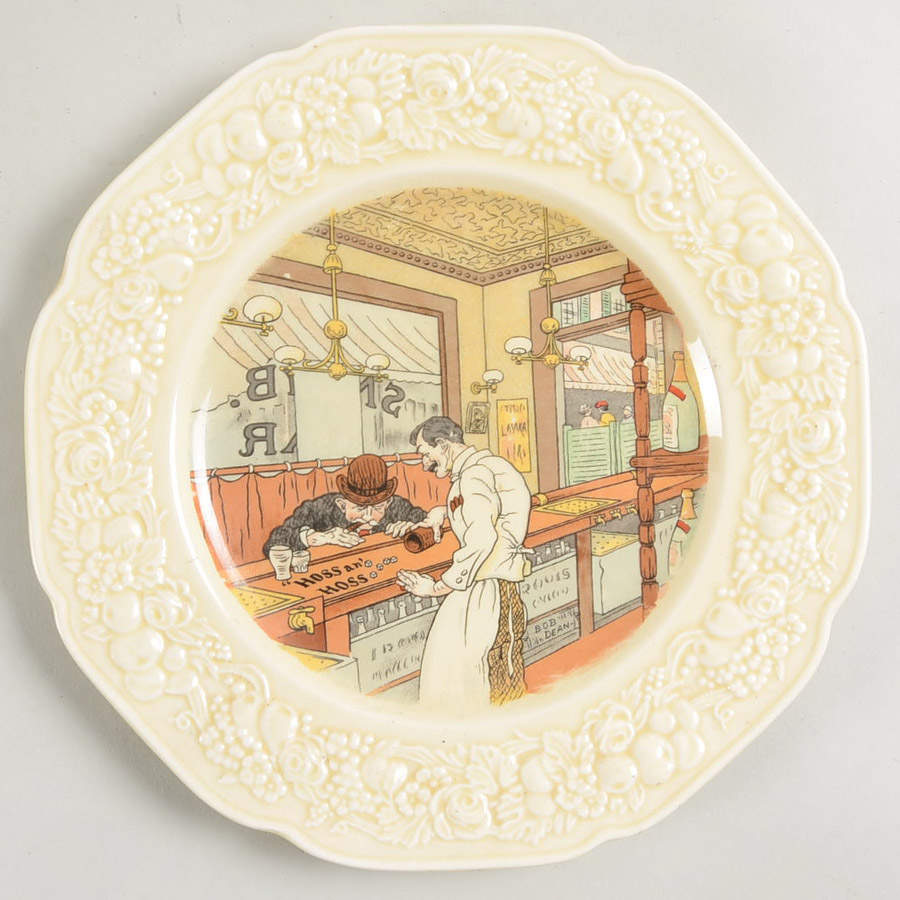 Bar Scenes (No Trim) Salad Plate by Crown Ducal-1