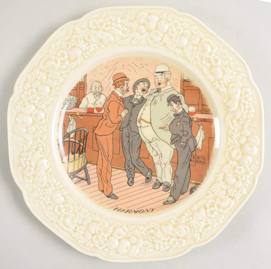 Bar Scenes (No Trim) Salad Plate by Crown Ducal-1