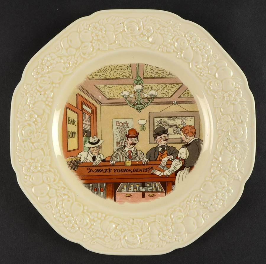 Bar Scenes (No Trim) Luncheon Plate by Crown Ducal-1