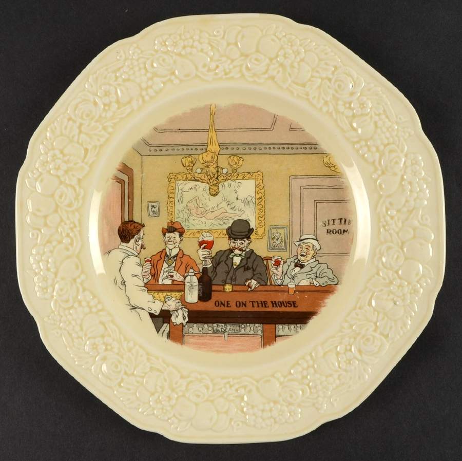 Bar Scenes (No Trim) Luncheon Plate by Crown Ducal-1