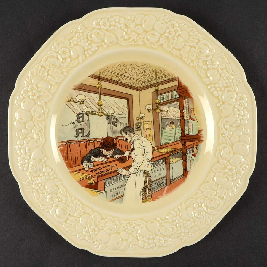 Bar Scenes (No Trim) Luncheon Plate by Crown Ducal-1