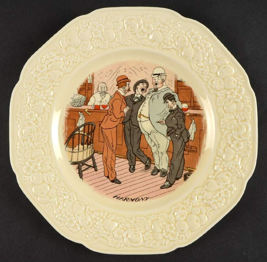 Bar Scenes (No Trim) Luncheon Plate by Crown Ducal-1