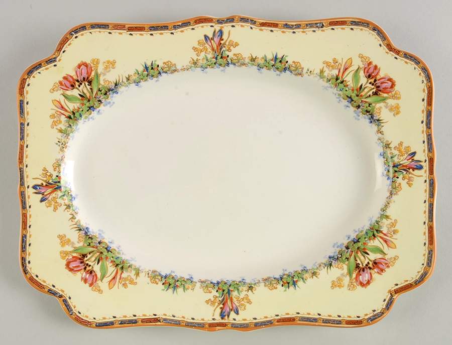Tulip 12" Oval Serving Platter by Crown Ducal-1