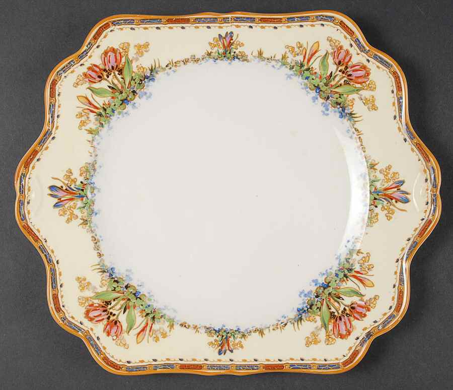 Tulip Square Handled Cake Plate by Crown Ducal-1