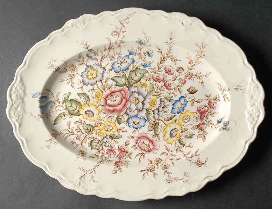 Wilmslow Brown Multicolor 16" Oval Serving Platter by Crown Ducal-1