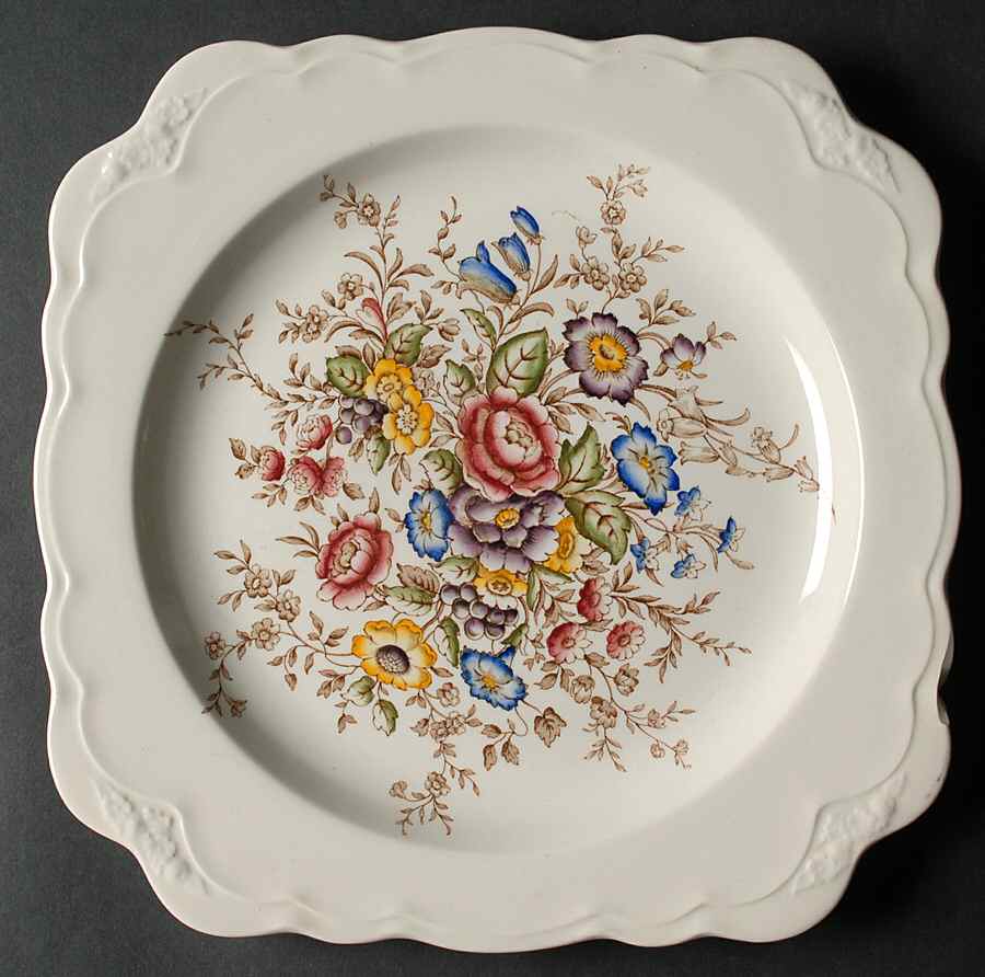 Wilmslow Brown Multicolor Square Chop Plate by Crown Ducal-1
