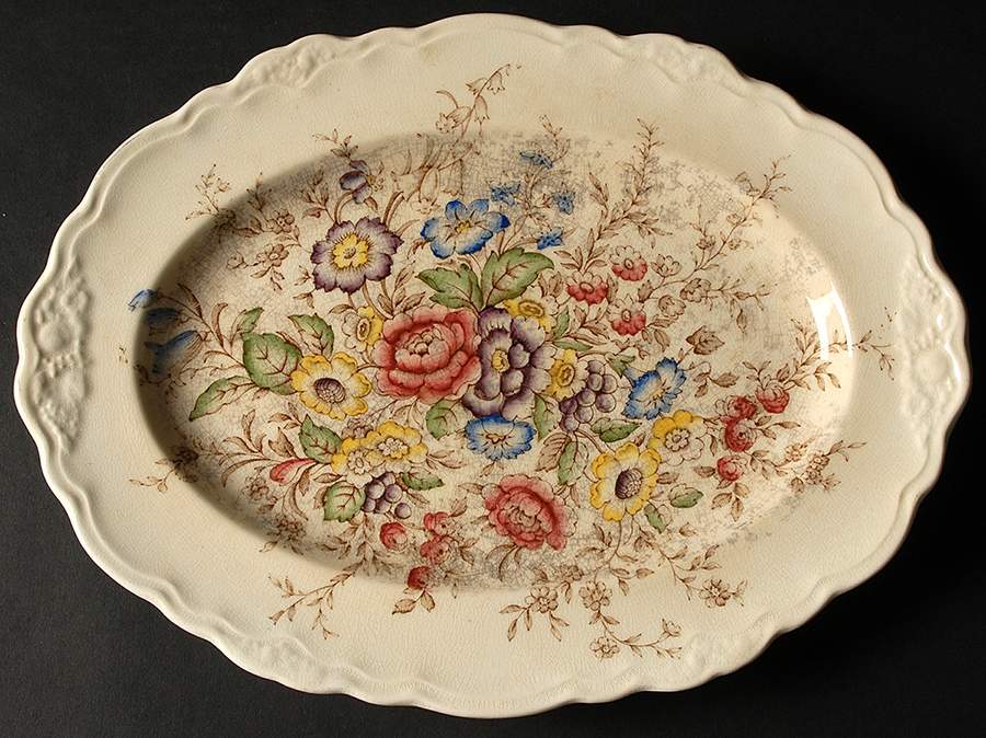 Wilmslow Brown Multicolor 12" Oval Serving Platter by Crown Ducal-1
